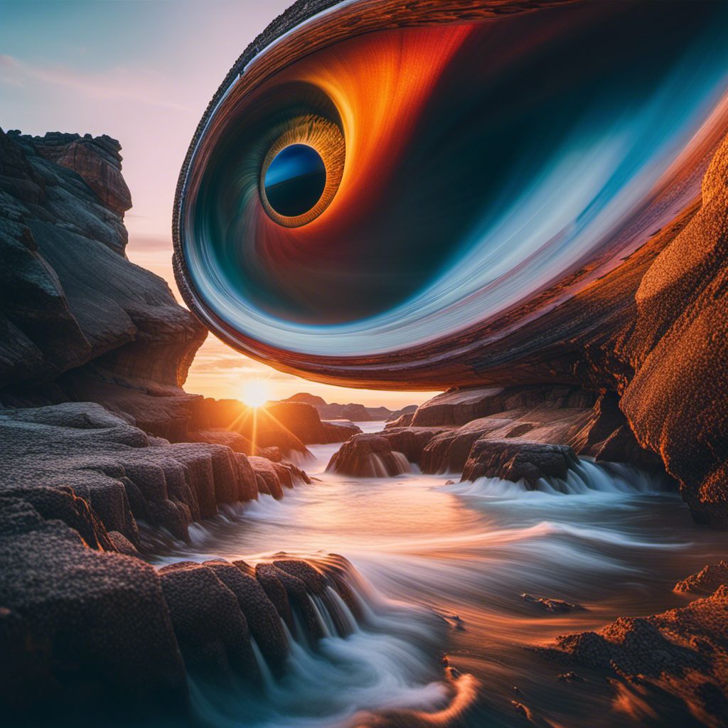 What Color Are Dreams Eyes. A surreal landscape with vibrant eye-shaped formations in natural lighting.